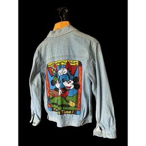 1980's Vintage Unisex Disney Mickey Mouse embroidered Medium Denim Jean Jacket